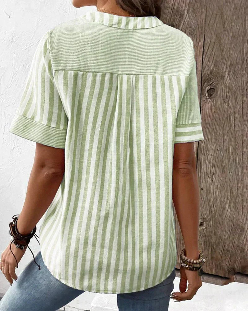 Nina | Soft Striped Flared-Sleeve Blouse