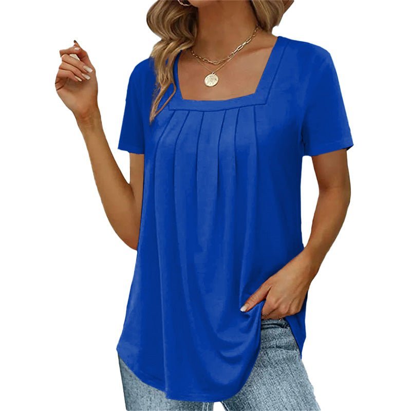 Adrienne | Pleated Square-Neck Blouse