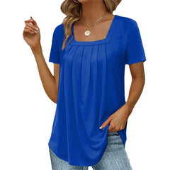 Adrienne | Pleated Square-Neck Blouse