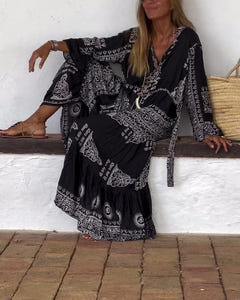 Georgie | Trendy V-Neck Bell Sleeve Dress