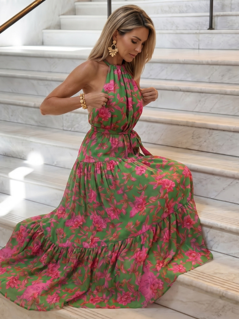 Mariska | Draped Halter Midi Dress