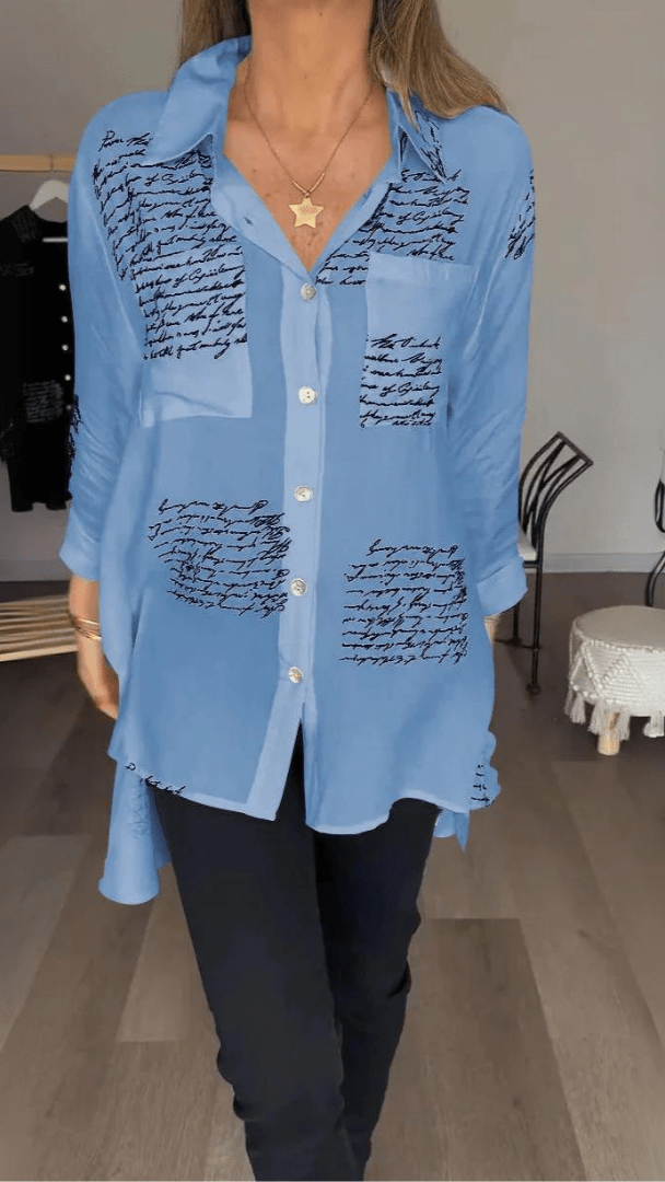 Bethany | Artistic Script Button-Up Shirt
