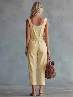 Selkie | Square-Neck Denim Jumpsuit