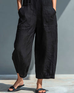 Dulcie | Sleeveless Button-Front Linen Jumpsuit