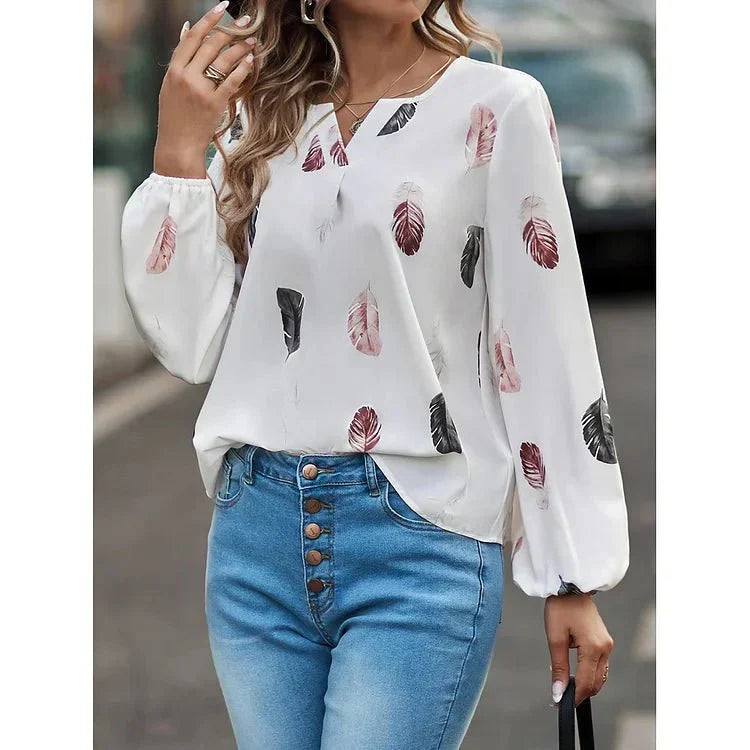 Alisha | Feather Print Chiffon Tee