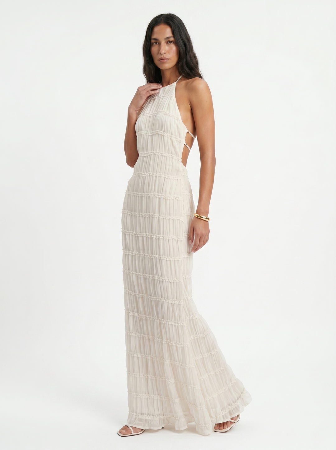 Mindy | Halter-Neck Tiered Maxi Dress