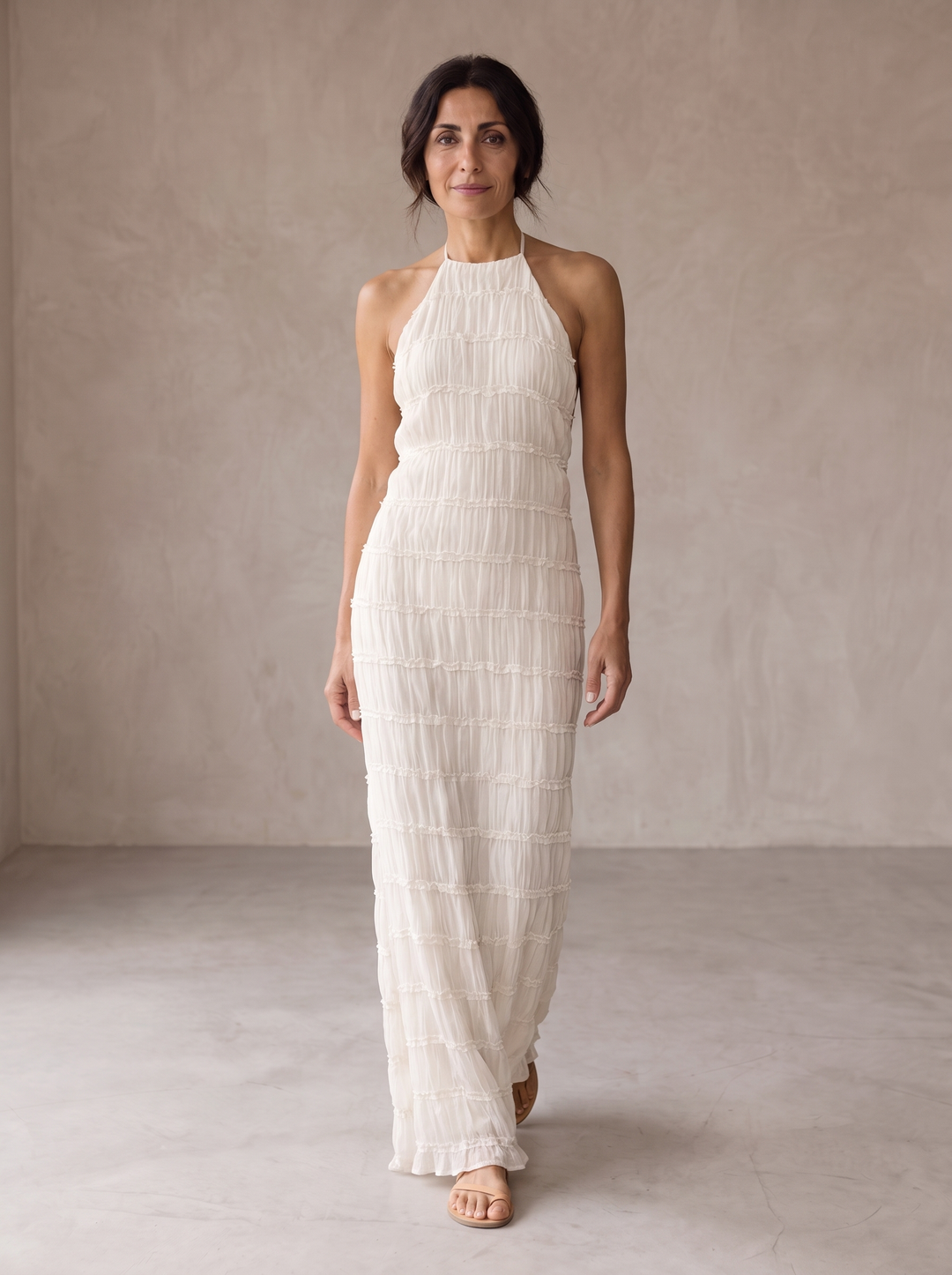 Mindy | Halter-Neck Tiered Maxi Dress