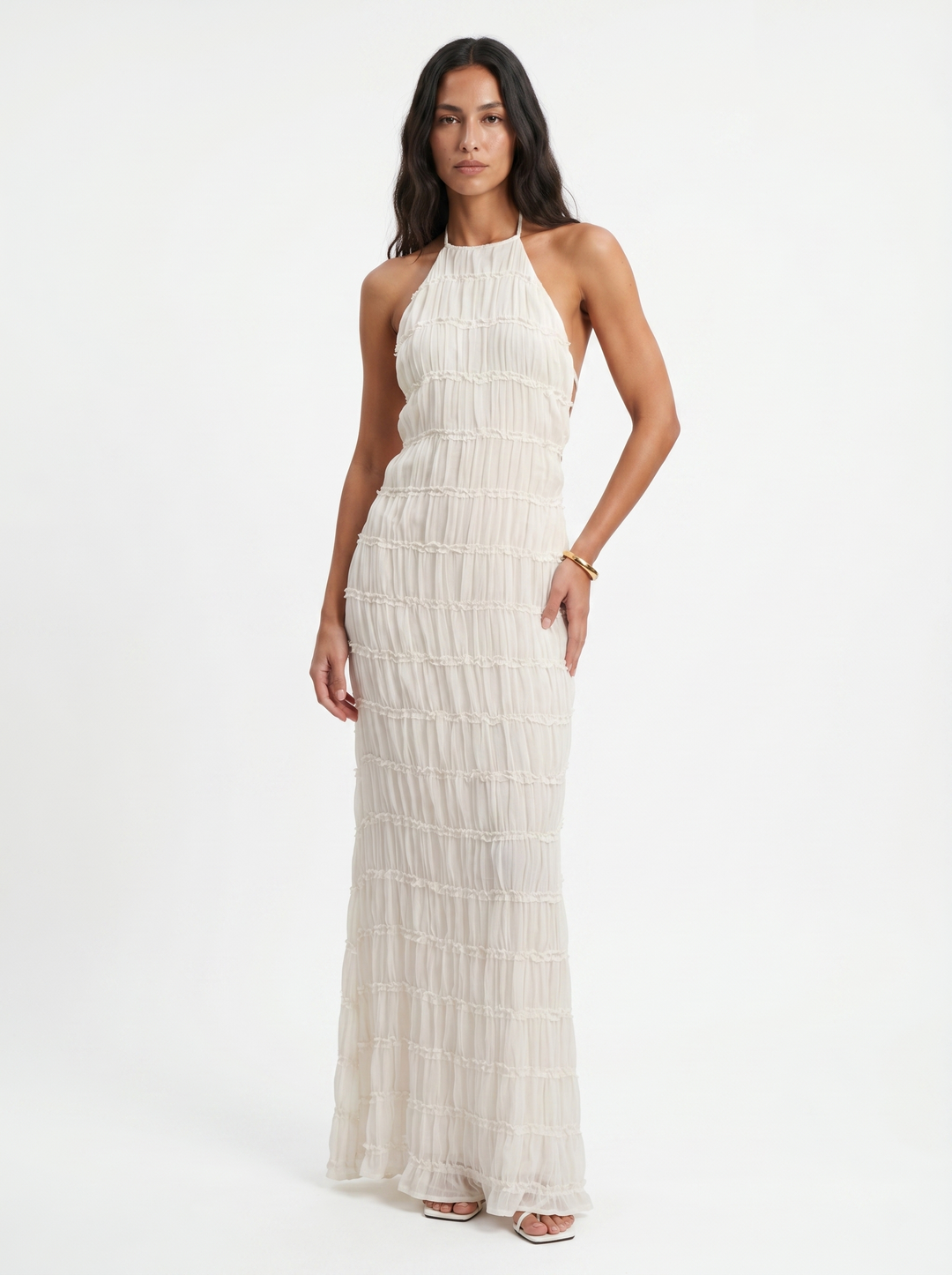 Mindy | Halter-Neck Tiered Maxi Dress
