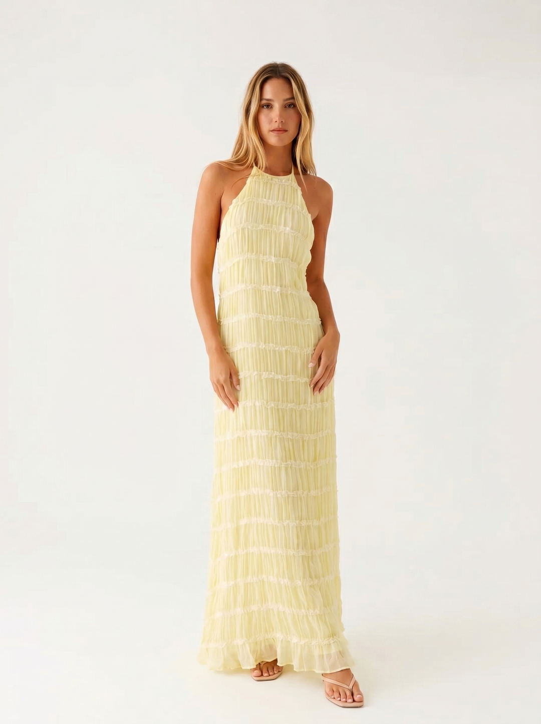 Mindy | Halter-Neck Tiered Maxi Dress