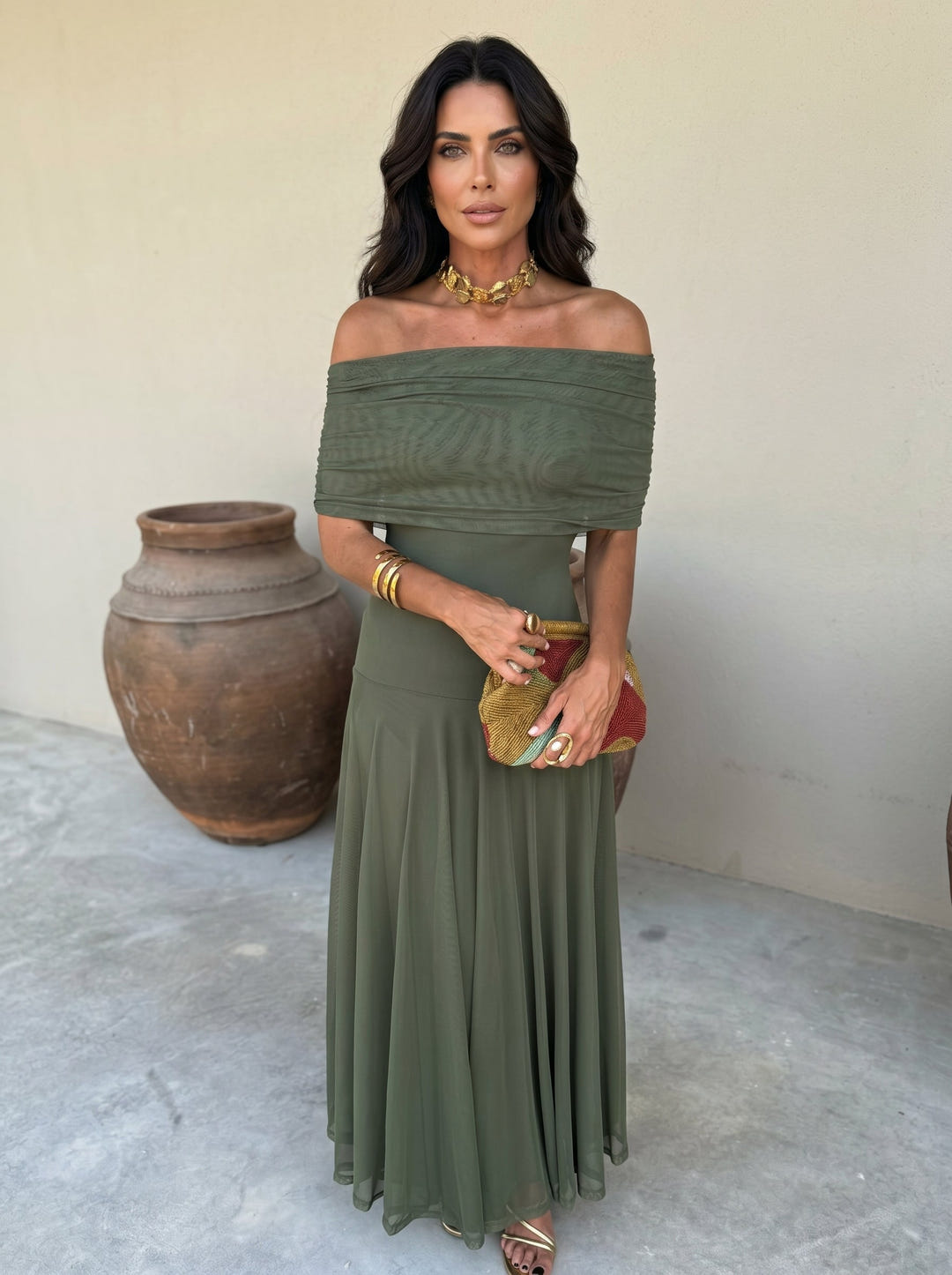 Nimue | Linen Silk Midi Dress