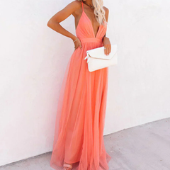 Katja | Coral Light Maxi Dress