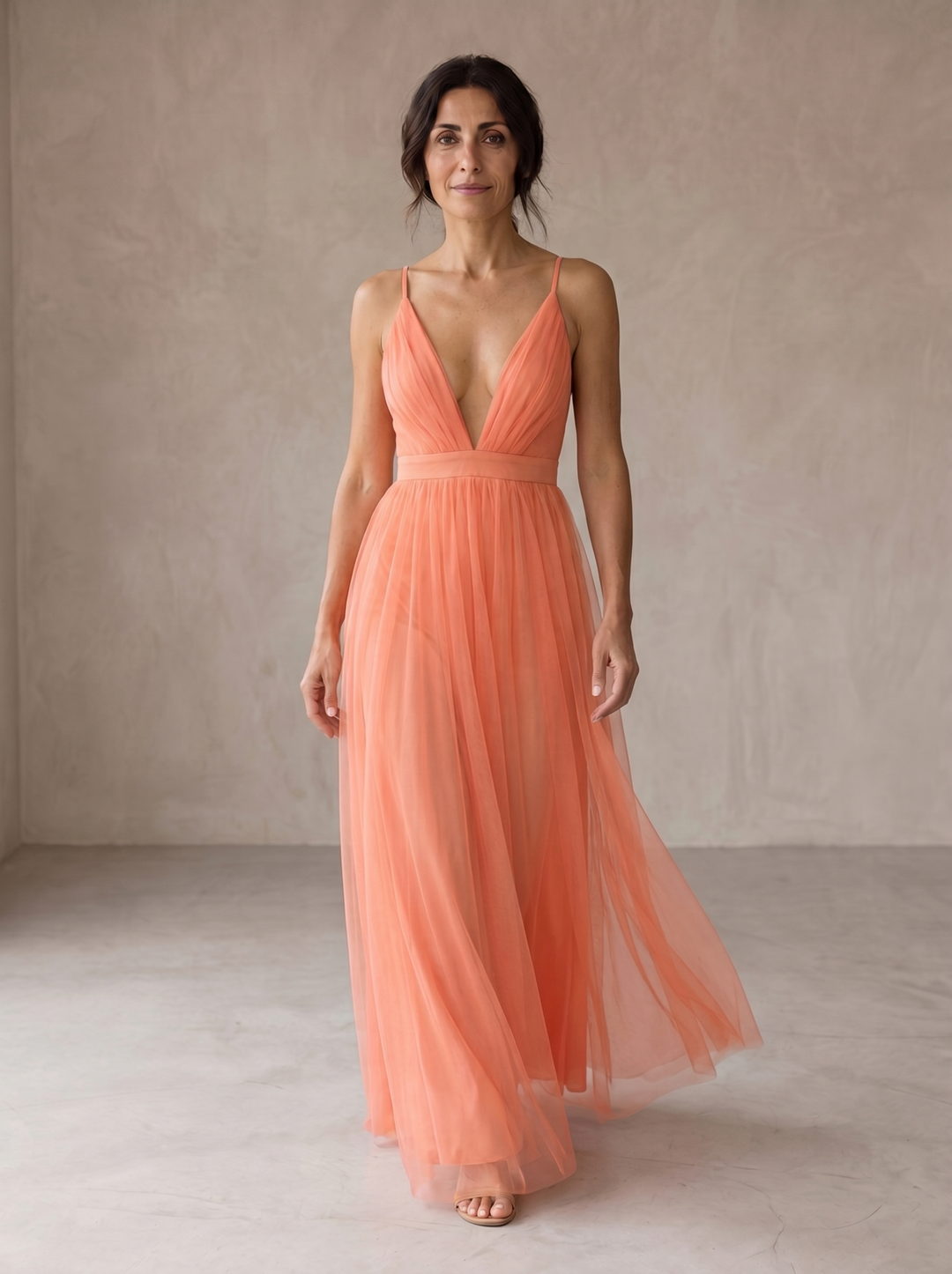 Katja | Coral Light Maxi Dress
