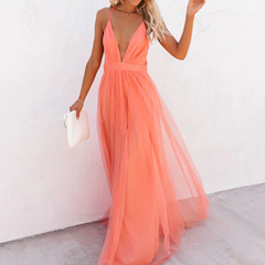 Katja | Coral Light Maxi Dress