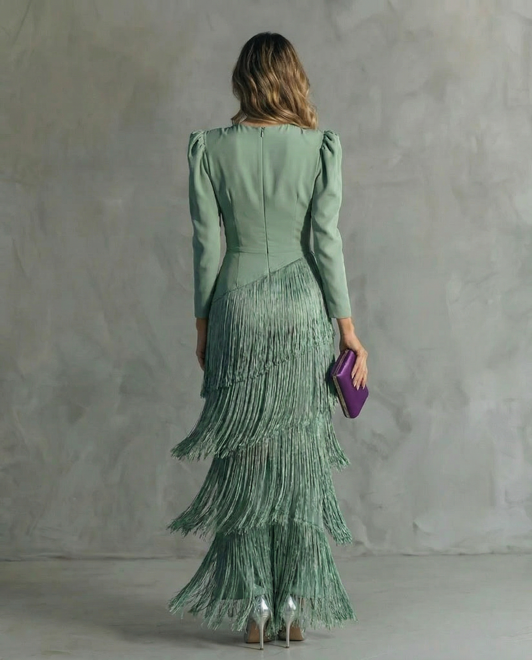 Mira | Fringe Sleeve Midi Dress