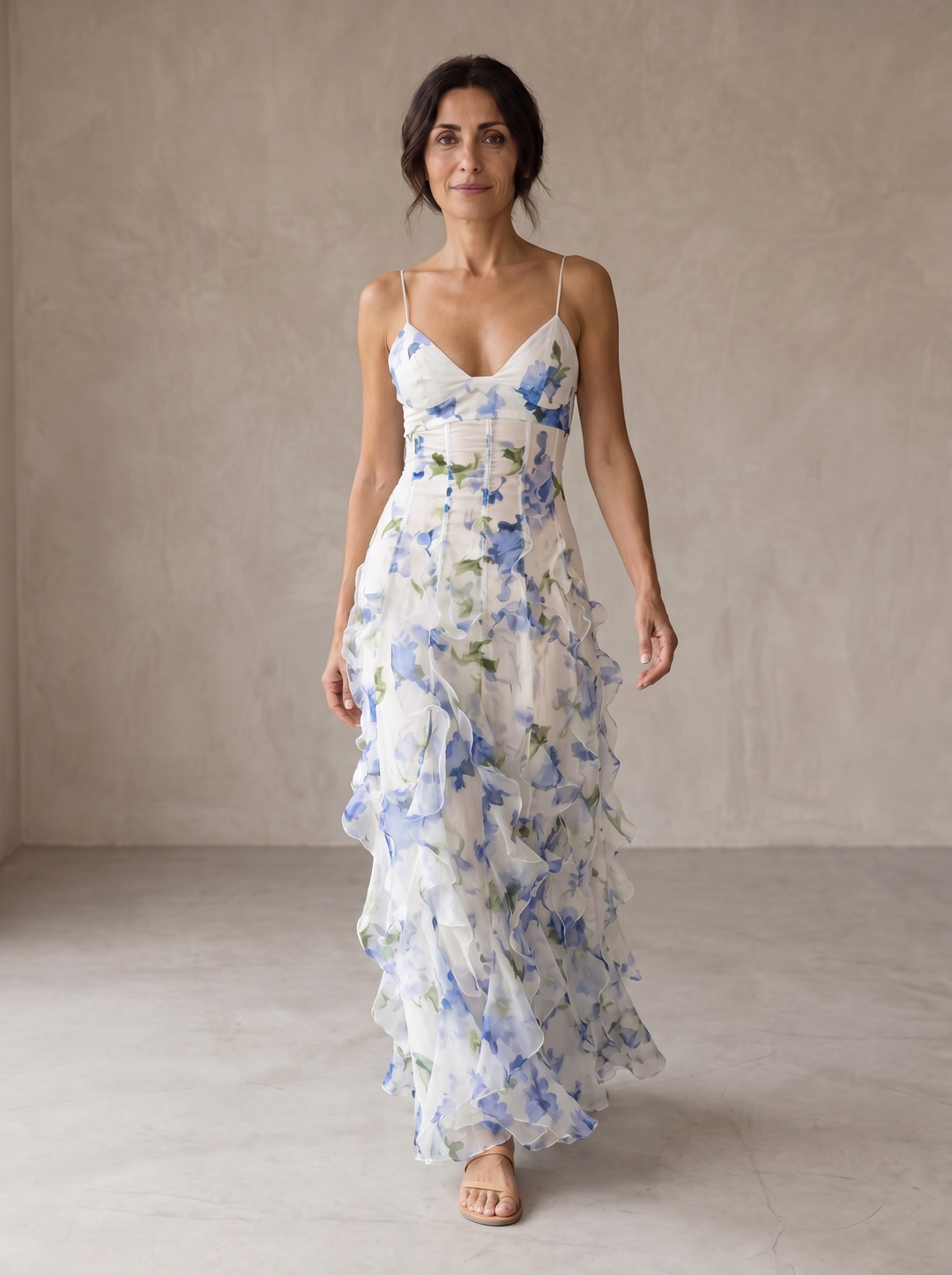 Siani | Floral Midi Dress with Ruching