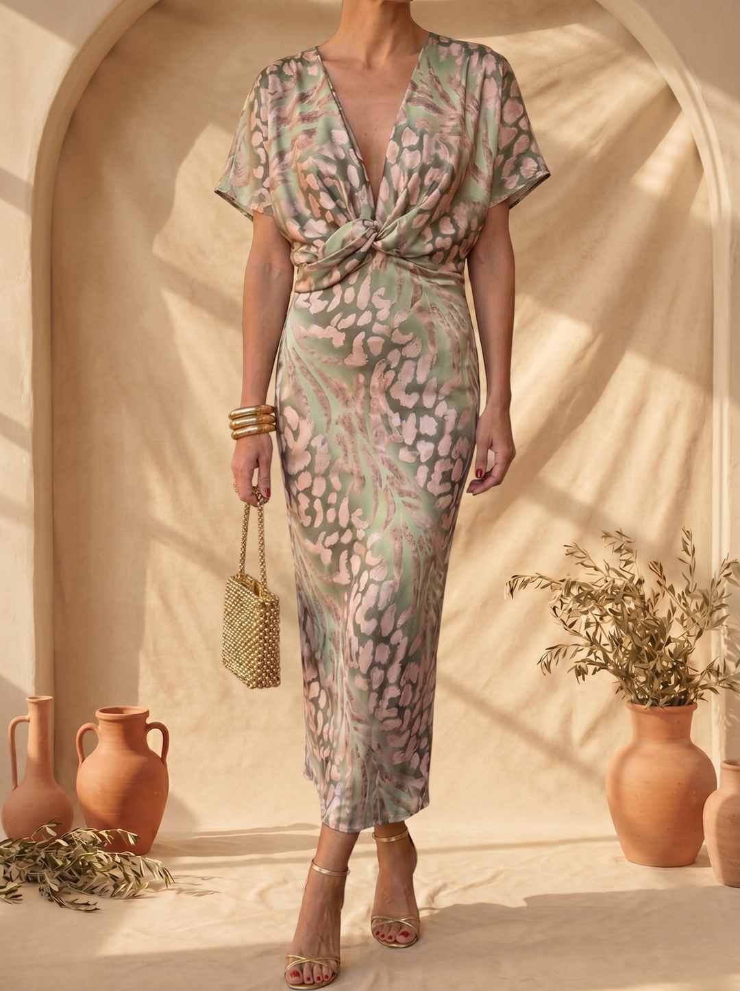 Rilla | Elegant Linen-Silk Midi Dress