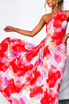 Ellis | Pleated One-Shoulder Maxi Dress