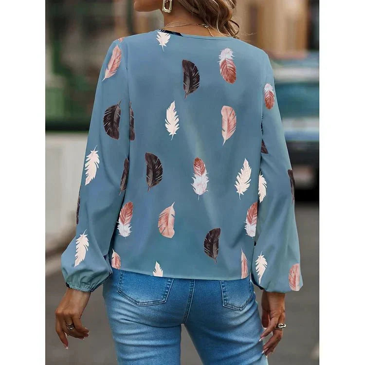 Alisha | Feather Print Chiffon Tee