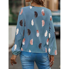 Alisha | Feather Print Chiffon Tee