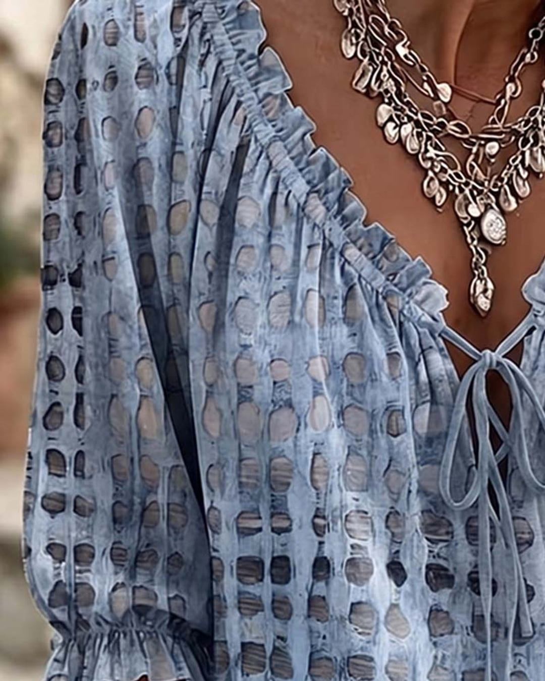 Mila | Boho Print Tie-Neck Blouse