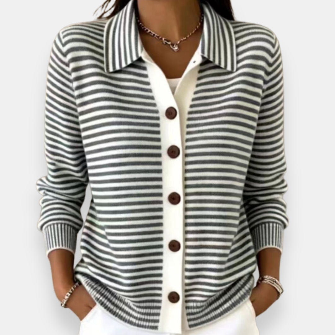 Basia | Striped Button Cardigan
