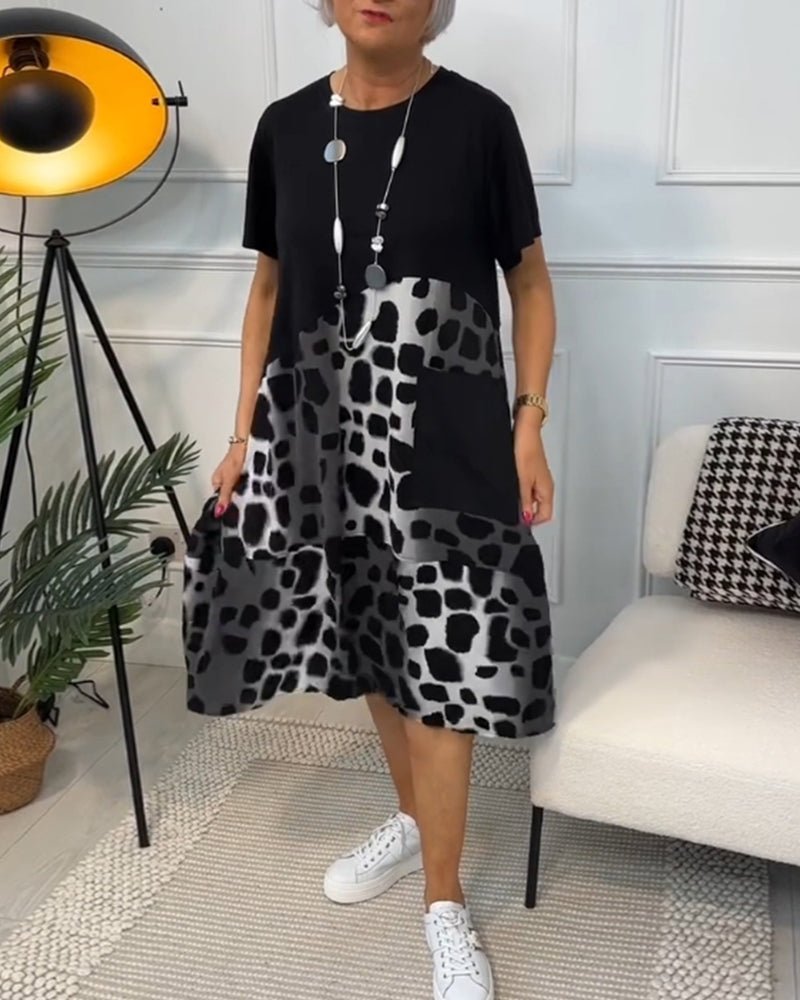 Ellie | Relaxed Print Midi Dress with Pockets