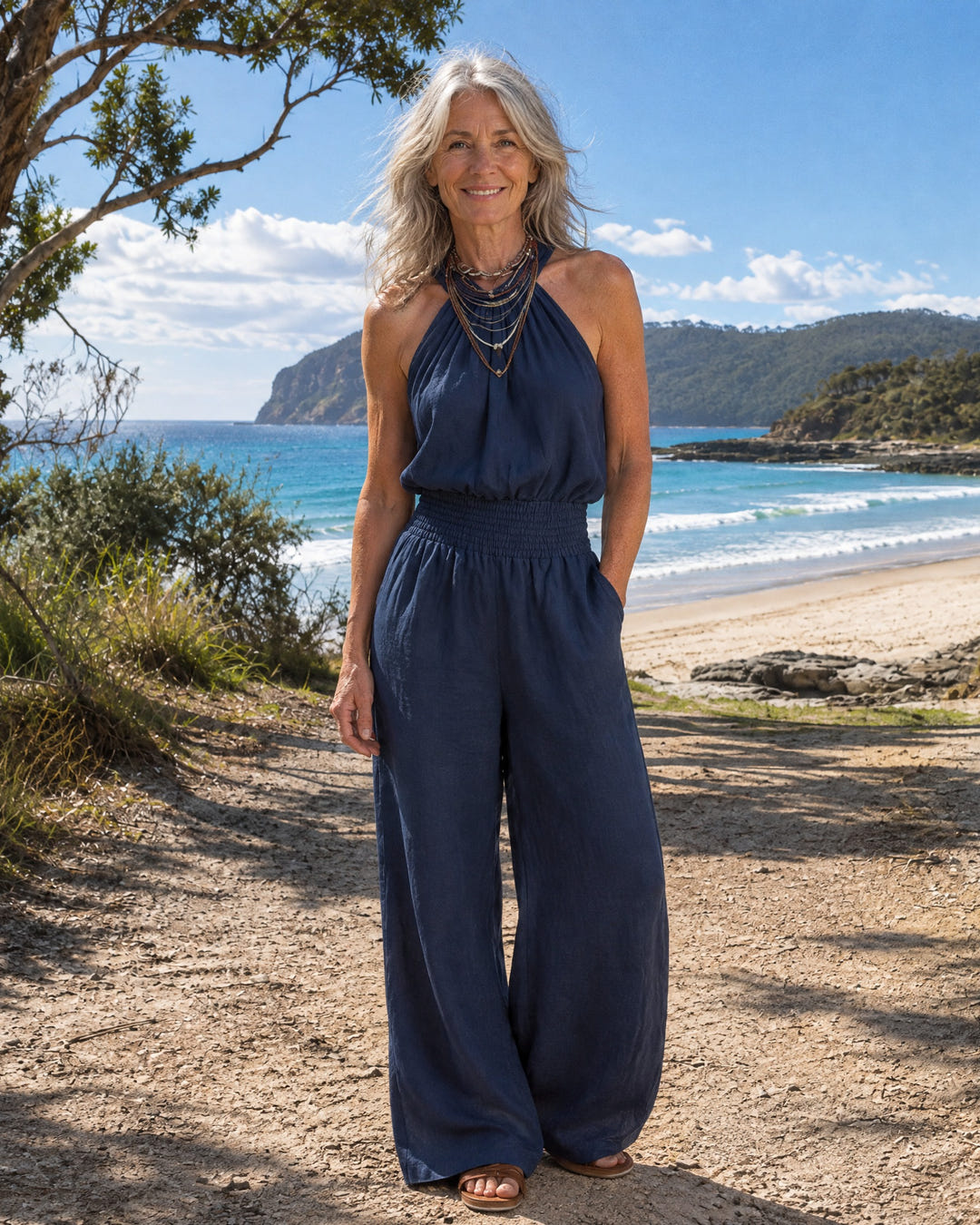 Britta | Cross-Neck Wide-Leg Jumpsuit on Bruny Island