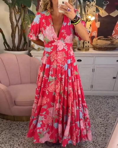 Erika | Flowy V-Neck Sleeveless Maxi Dress