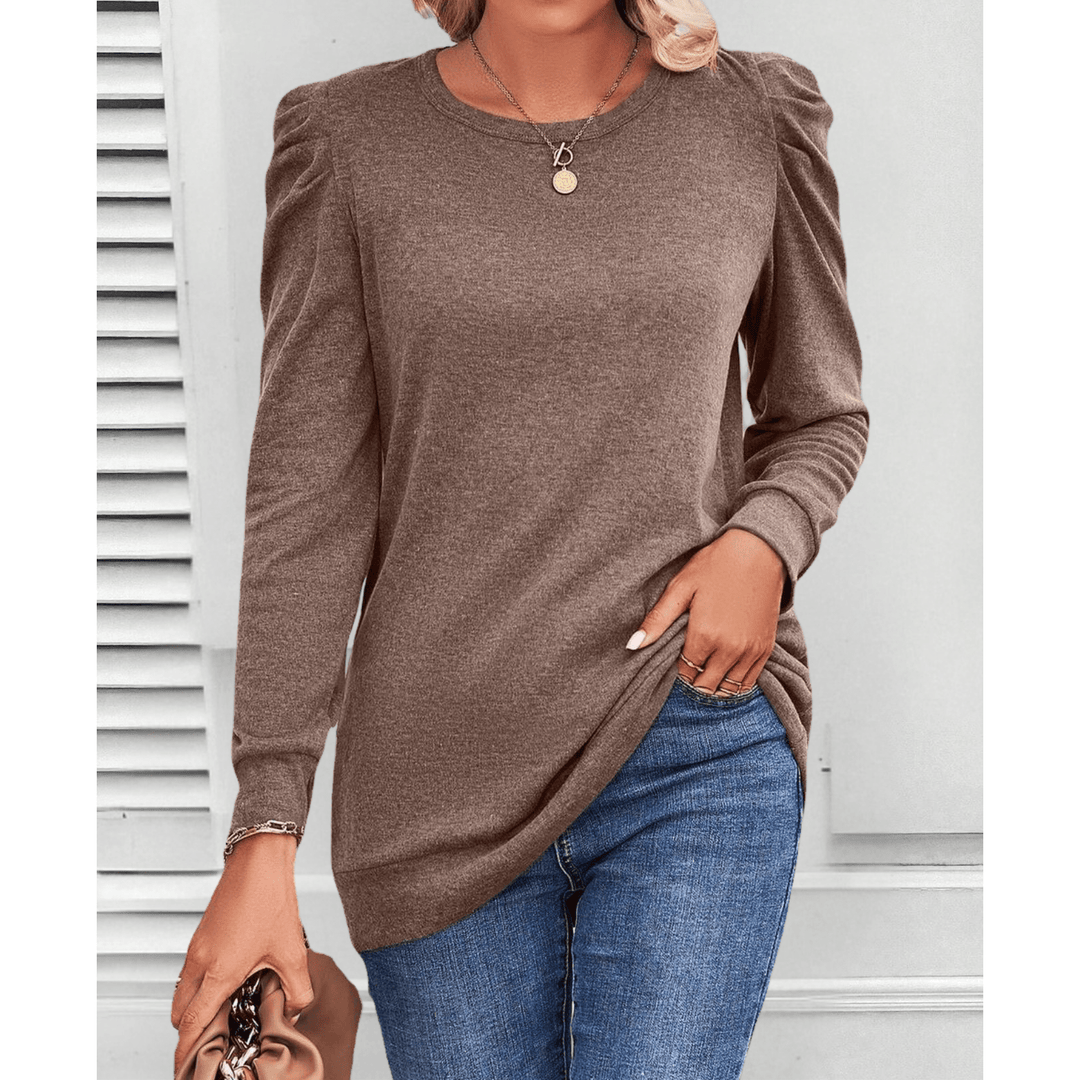 Julia | Puff-Shoulder Stretch Knit Tunic