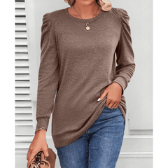 Julia | Puff-Shoulder Stretch Knit Tunic