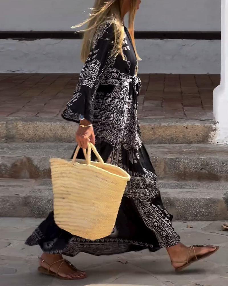 Georgie | Trendy V-Neck Bell Sleeve Dress