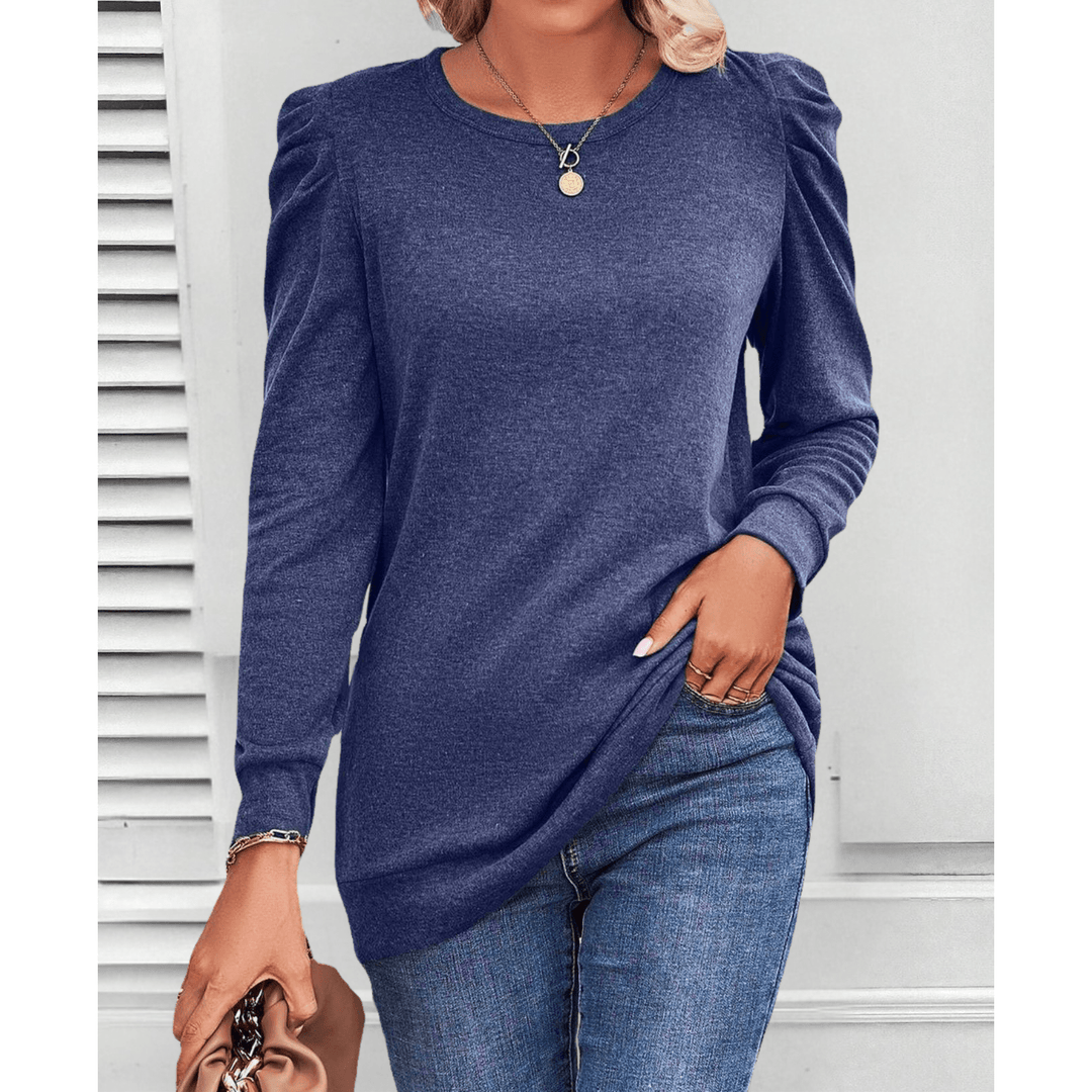 Julia | Puff-Shoulder Stretch Knit Tunic
