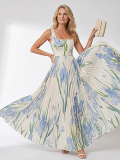 Prima | Square-Neck Satin Midi Dress