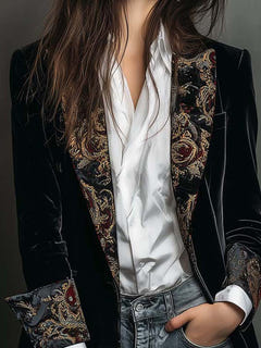 Krystal | Baroque-Trim Tailored Blazer