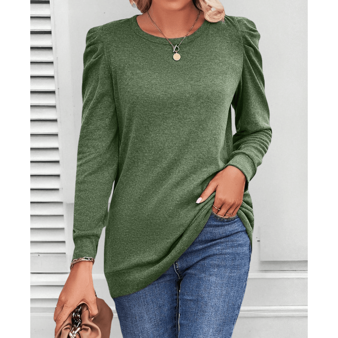 Julia | Puff-Shoulder Stretch Knit Tunic