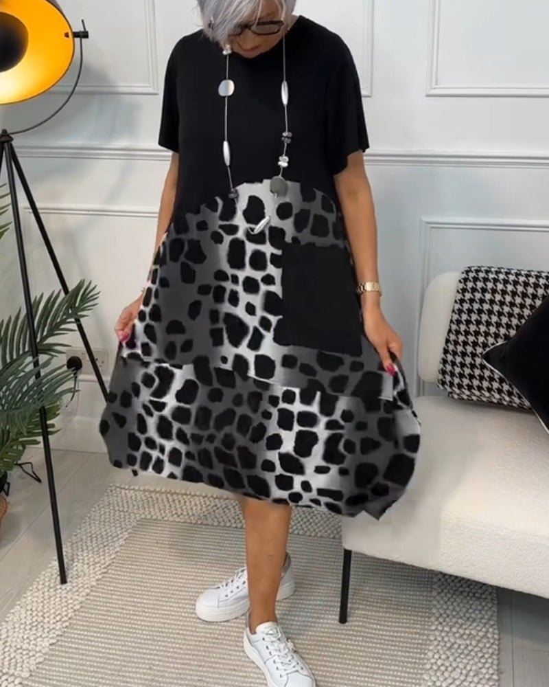 Ellie | Relaxed Print Midi Dress with Pockets