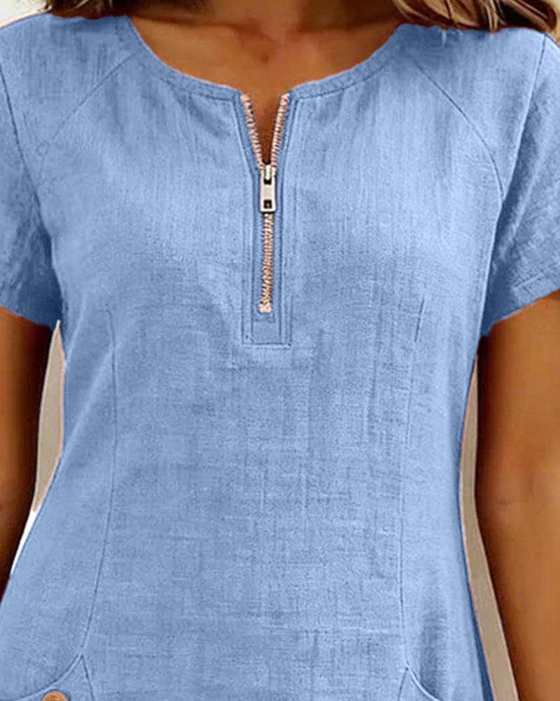 Noeleen | Cotton Zip-Pocket Dress