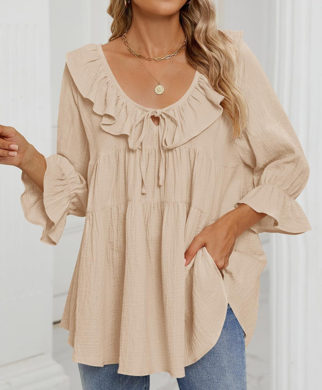 Dilys | Ruffle Hem Tunic Shirt