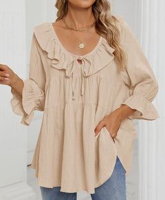 Dilys | Ruffle Hem Tunic Shirt
