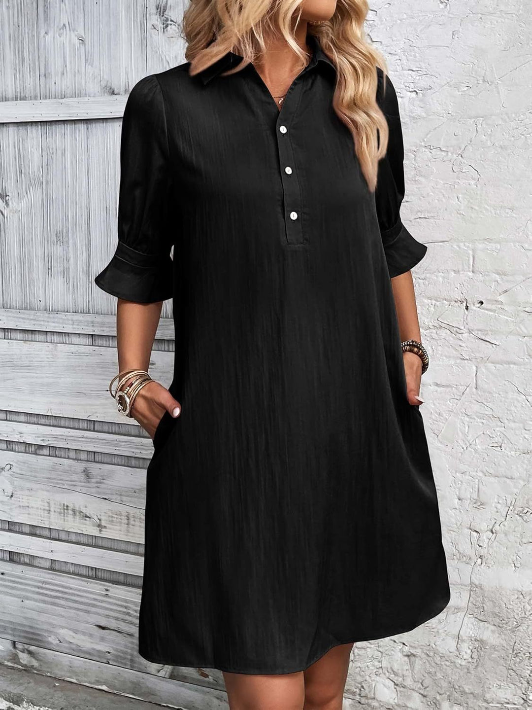 Amy | Ruffle Sleeve Button-Down Dress