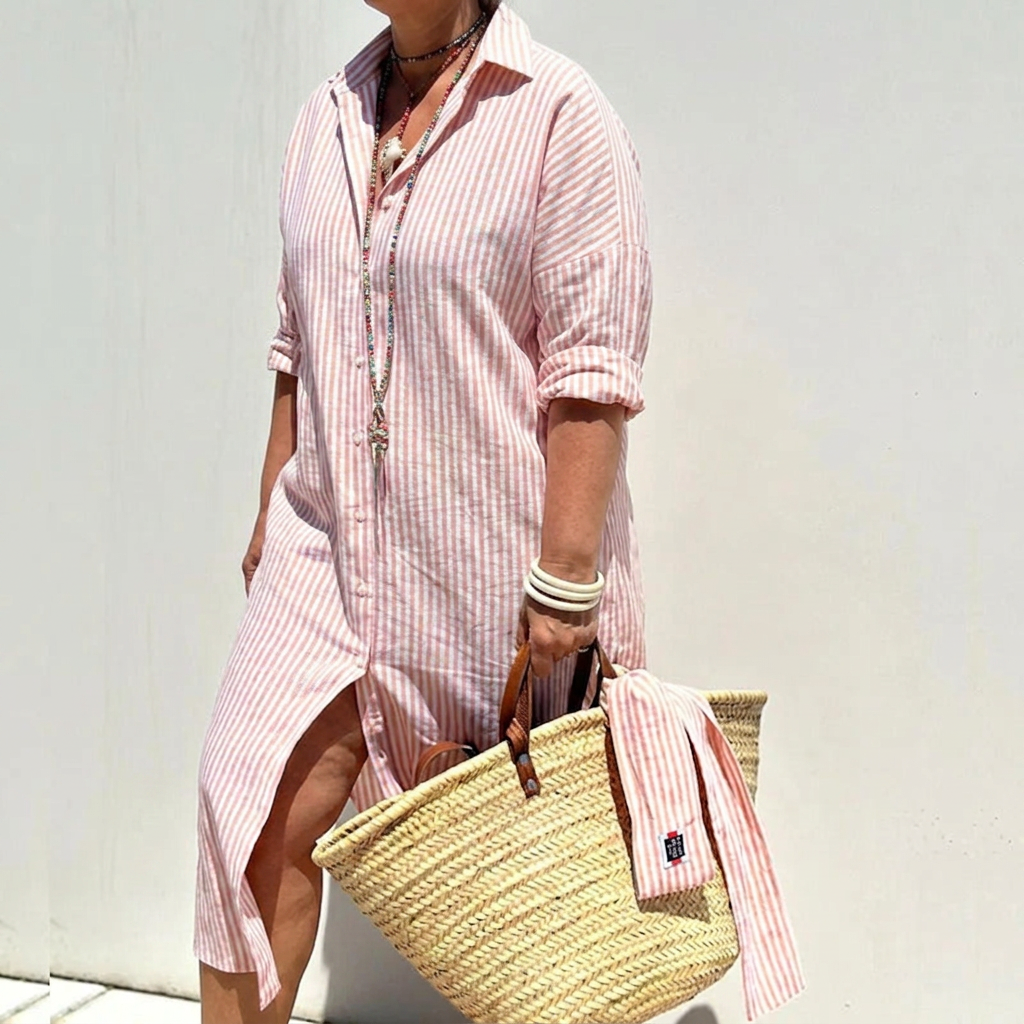 Jacquelyn | Stripe Linen Shirt Dress