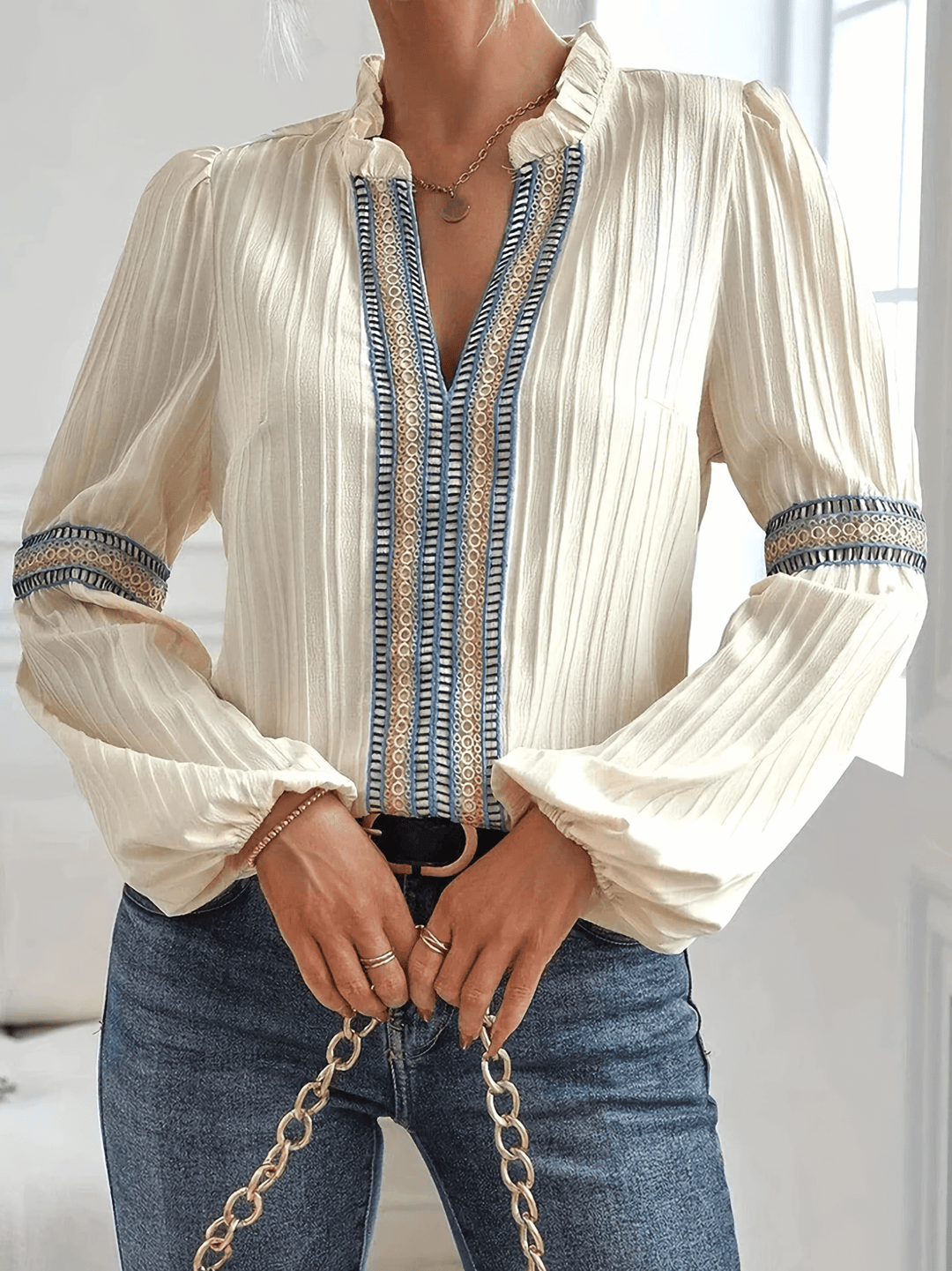 Janet | Graceful V-Neck Blouse