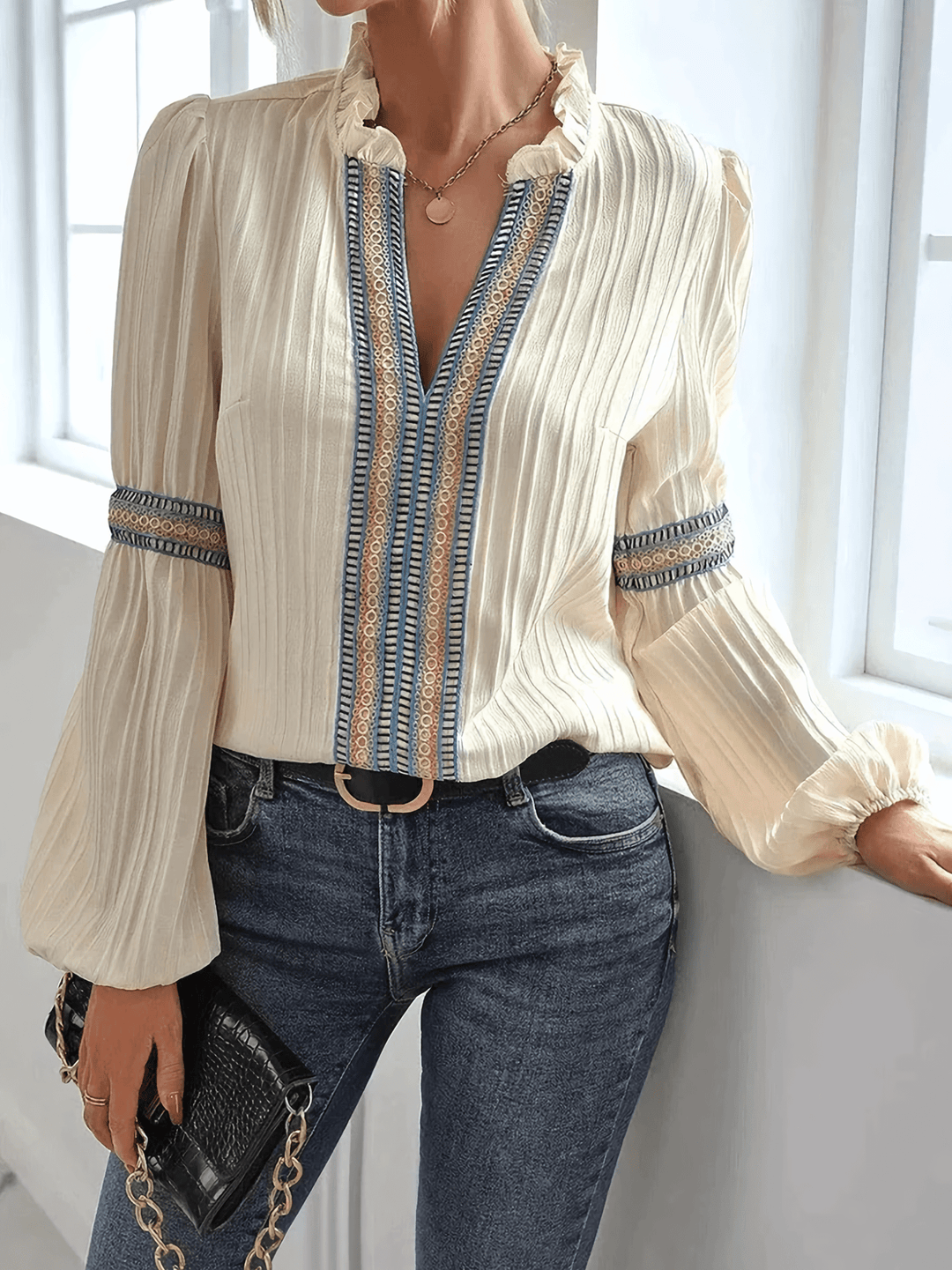 Janet | Graceful V-Neck Blouse