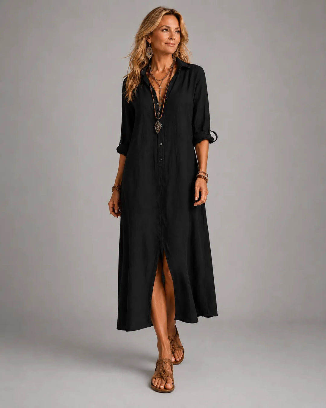 Saskia | Bohemian Button-Front Maxi Dress