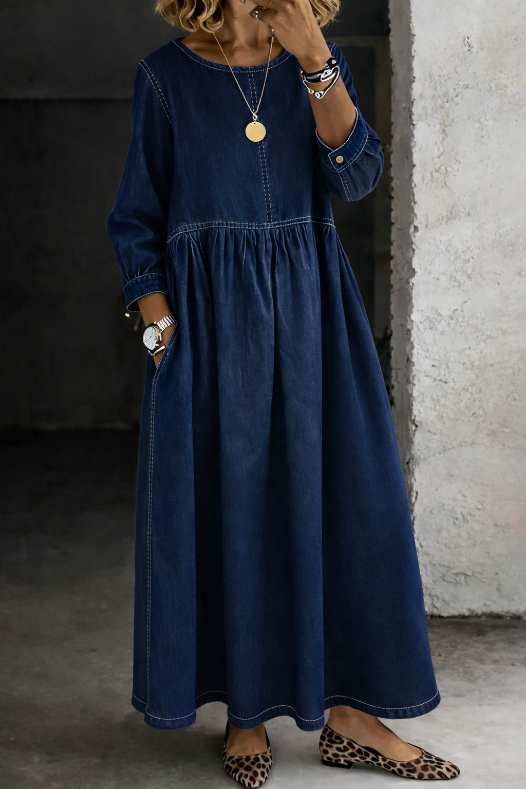 Edith | Vintage Denim Maxi Dress