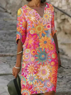 Dafydd | Vibrant Floral Midi Dress