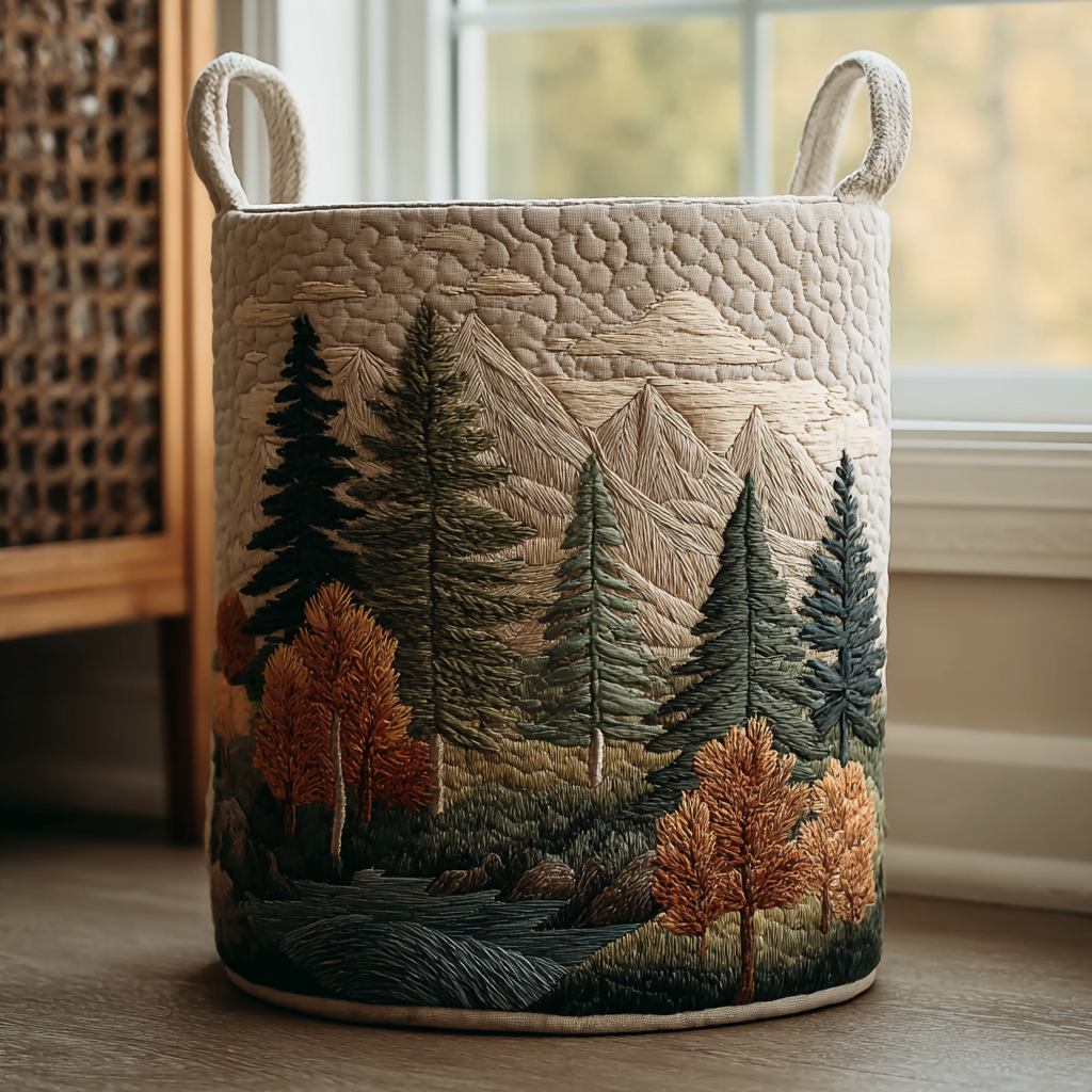Rebekah | Forest Quilted Laundry Basket