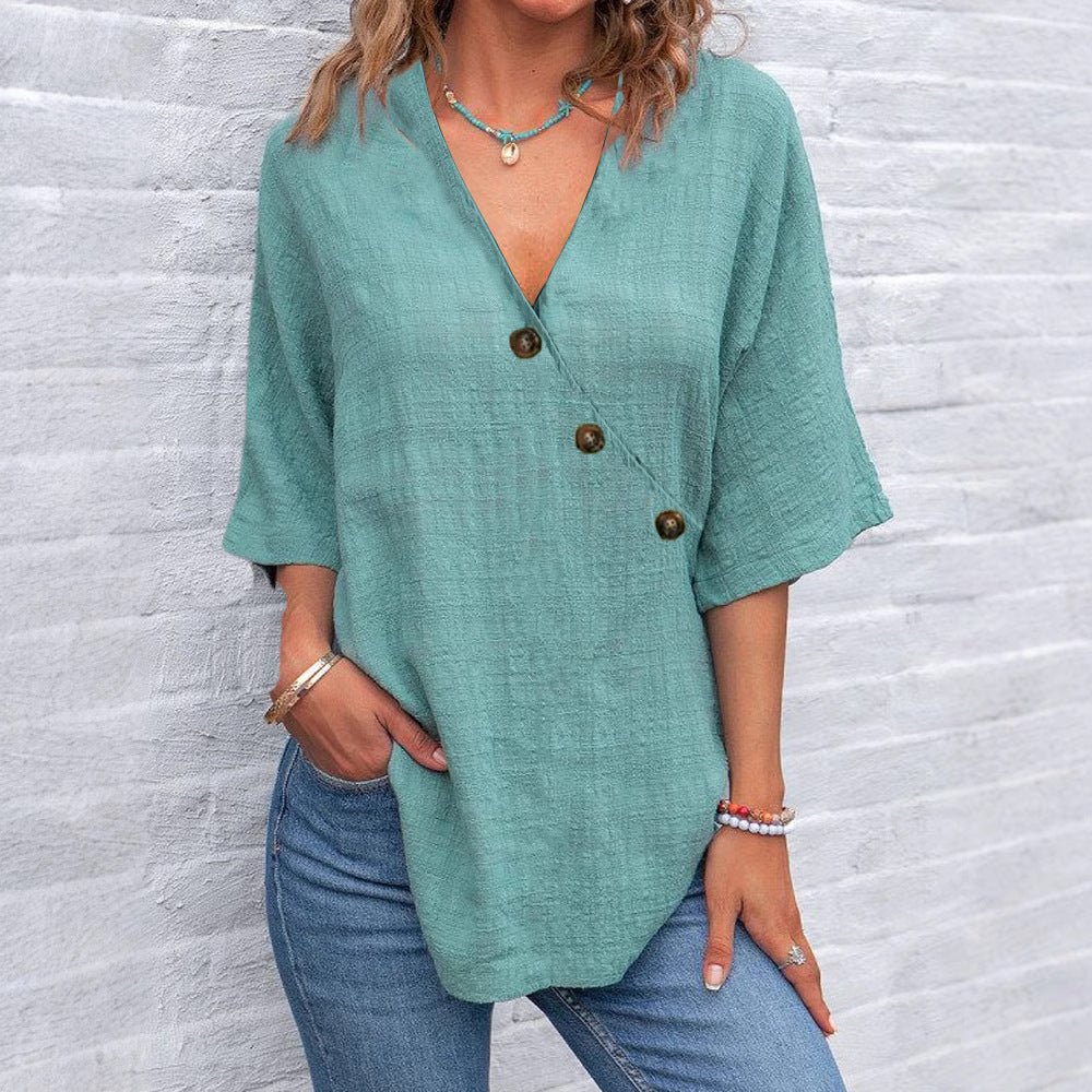 Beth | Linen-Blend Asymmetric Blouse