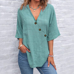 Beth | Linen-Blend Asymmetric Blouse