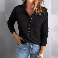 Rowena | Chic Button Long-Sleeve Top